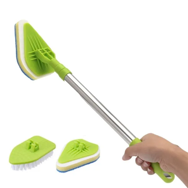 Brosse Télescopique étendue, idéale pour nettoyage en hauteur, vue en angle.