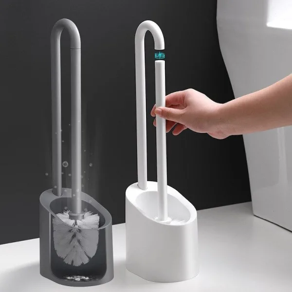 "Balai de WC Magnétique en couleur noir avec base en acier inoxydable"