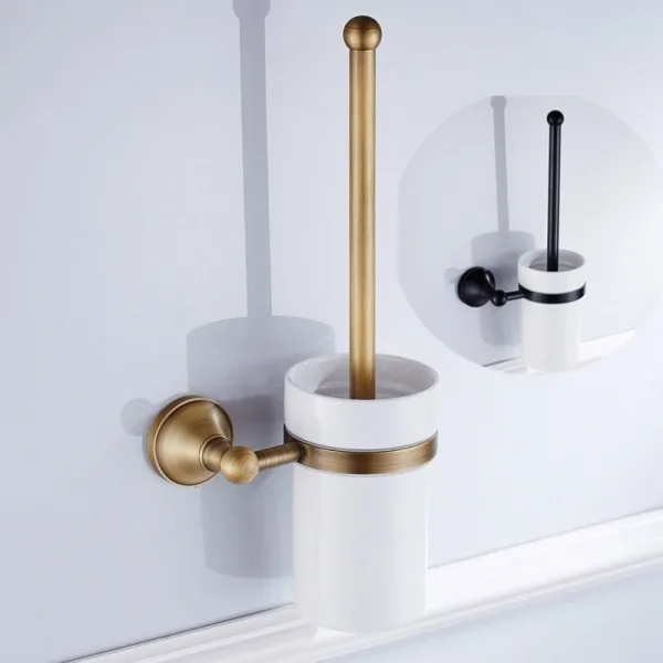 Balai toilette mural design noir, support discret, moderne pour salle de bain élégante