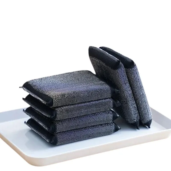 Éponge lavable grattante en inox, écologique et sans rayure, pour vaisselle et surfaces délicates.